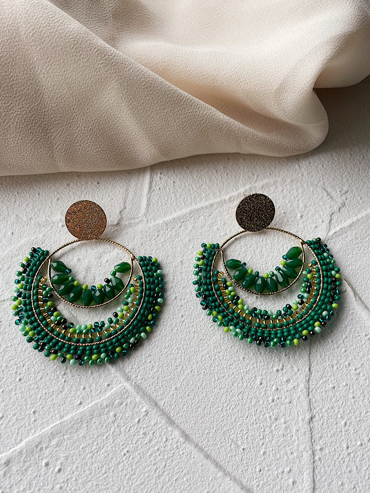 Aretes argollas muranos y mostacillas