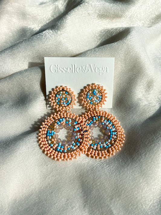 Aretes 2 círculos de mostacillas en degradé