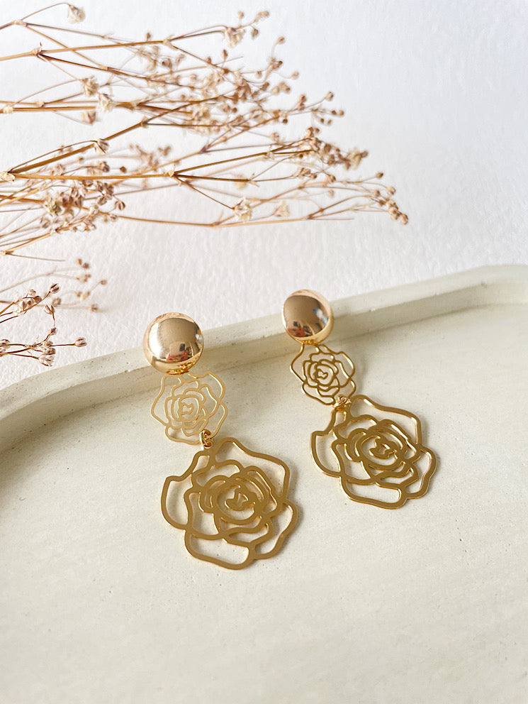 Aretes 2 flores caladas en degradé