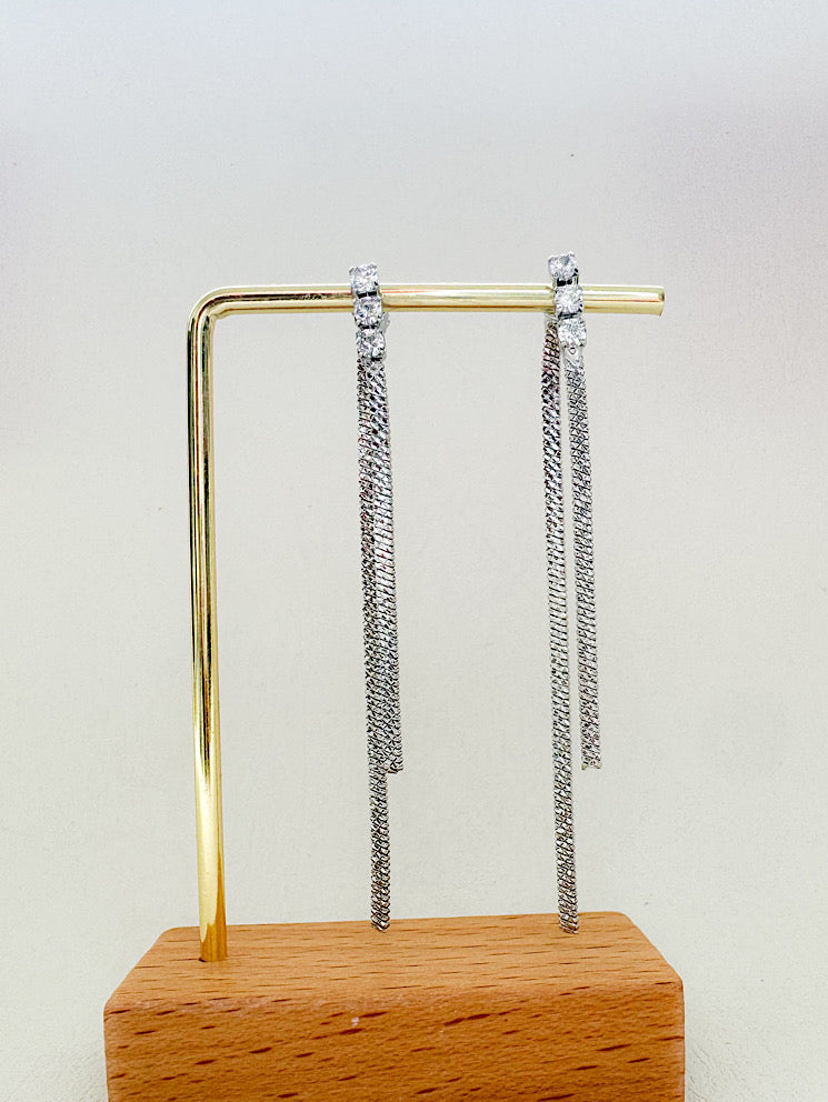 Aretes 3 circones con 2 tiras serpiente