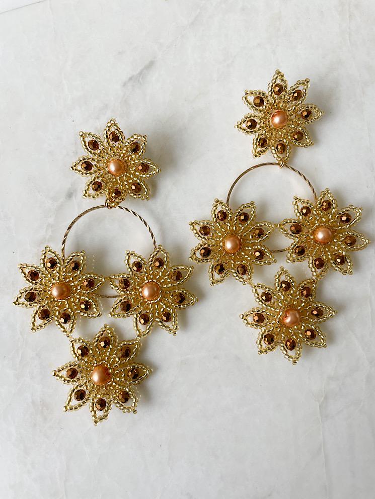 Aretes 4 flores grandes