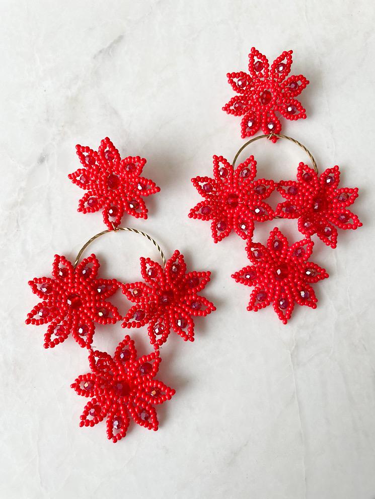 Aretes 4 flores grandes