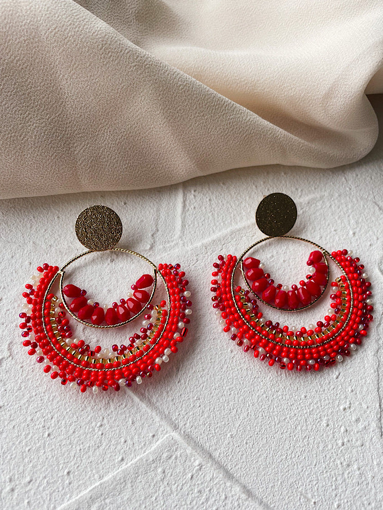 Aretes argollas muranos y mostacillas