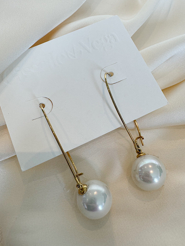 Aretes asa grande con perla