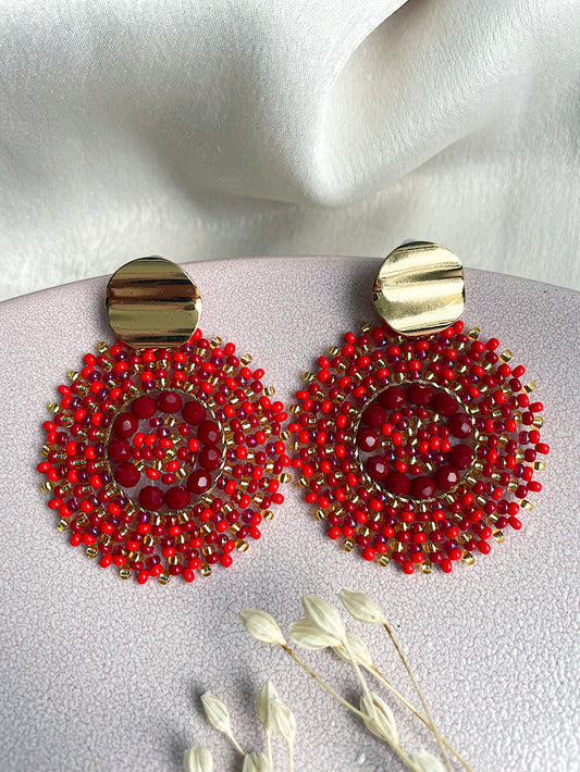 Aretes círculo con mostacillas