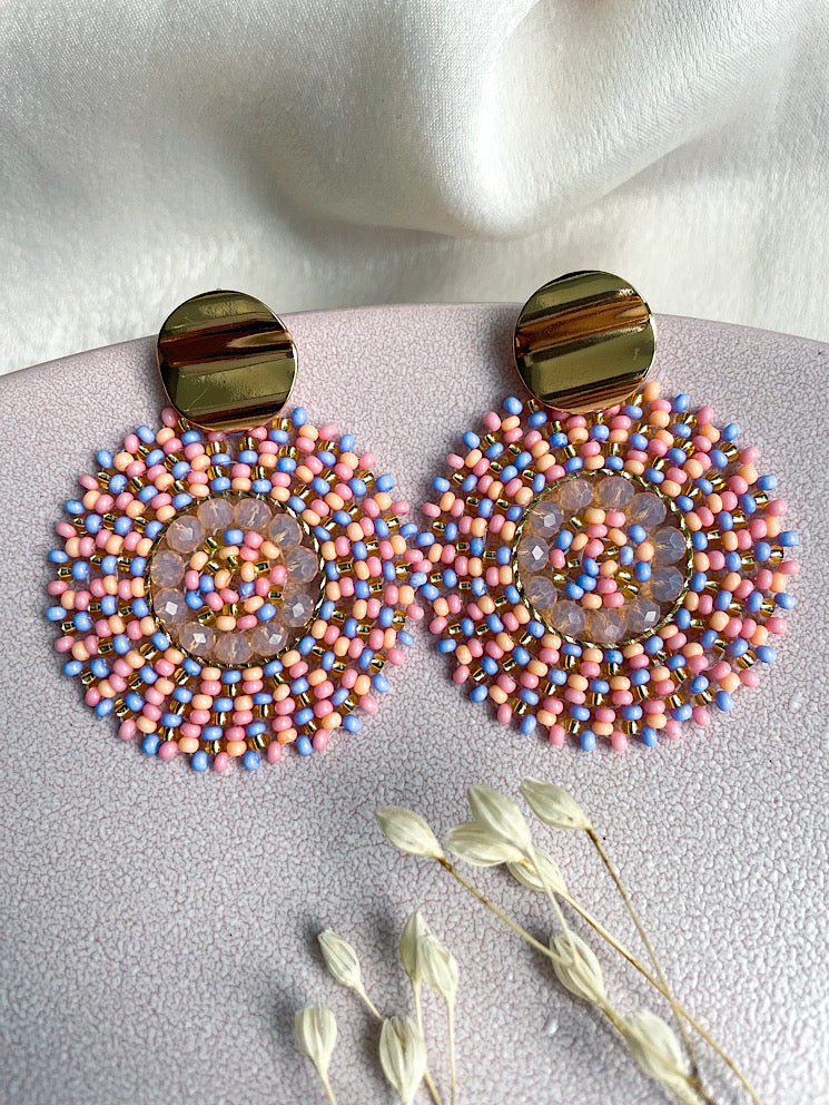 Aretes círculo con mostacillas