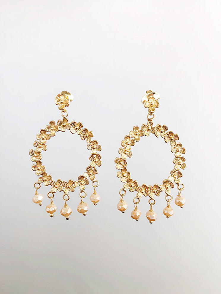 Aretes florcitas texturadas con muranos