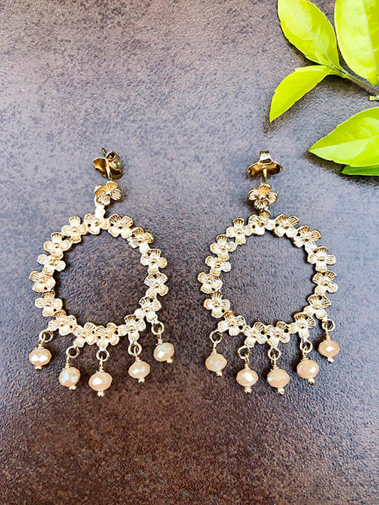 Aretes florcitas texturadas con muranos