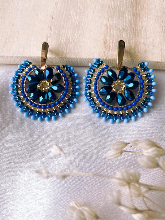 Aretes palito chiquito con circulo y muranos grandes dentro