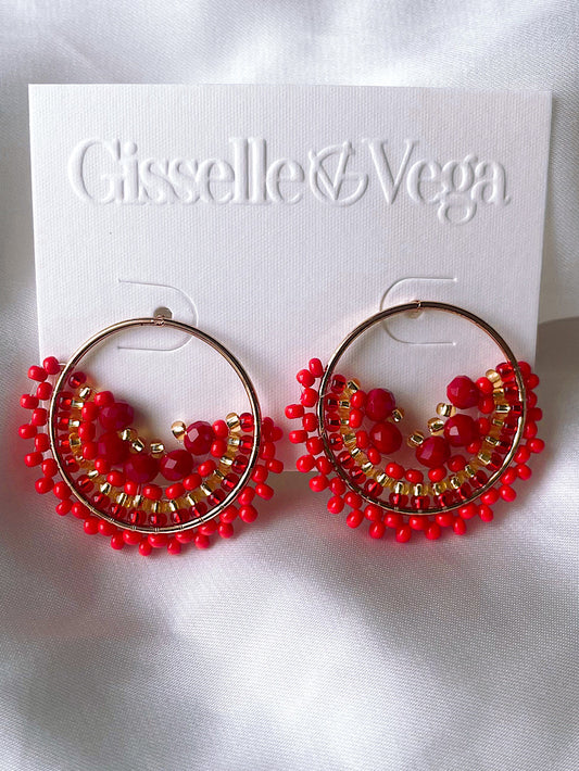 Aretes pegados argolla acero con muranos y mostacillas