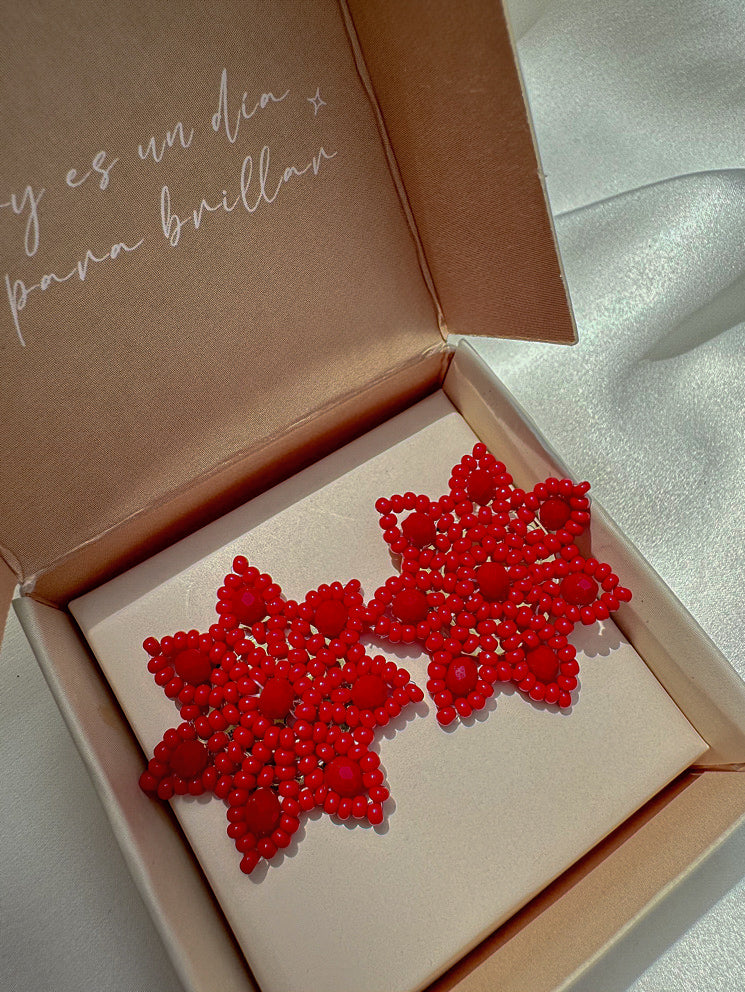 Aretes pegados flor con muranos y mostacillas