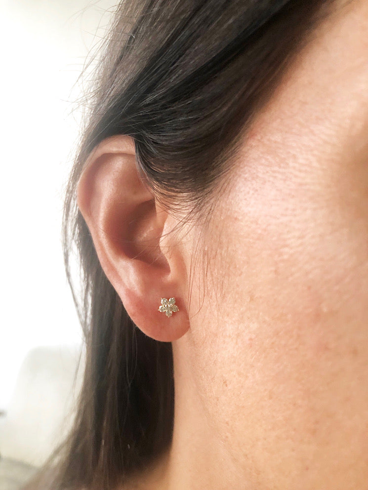 Aretes pegados roseta con circones