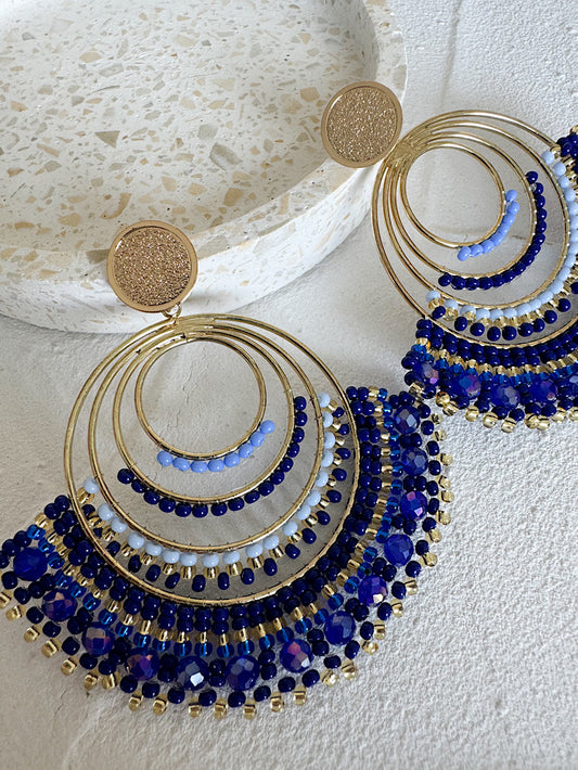 Aretes varias argollas con mostacillas