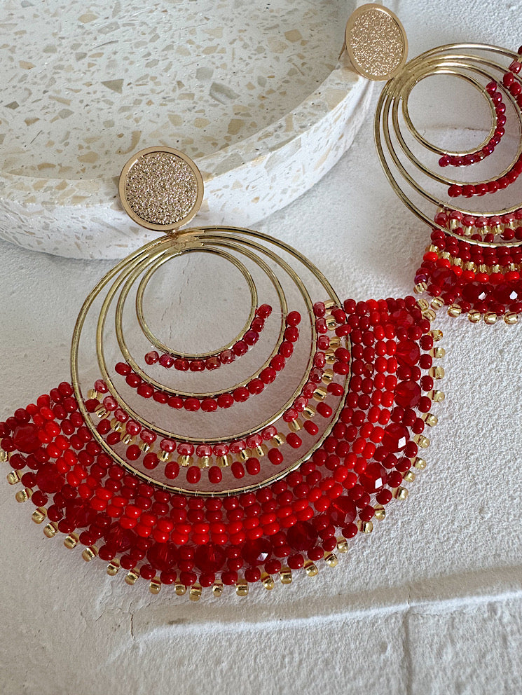 Aretes varias argollas con mostacillas