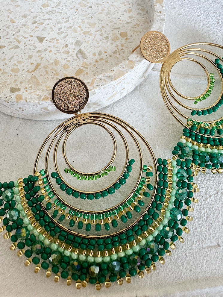 Aretes varias argollas con mostacillas