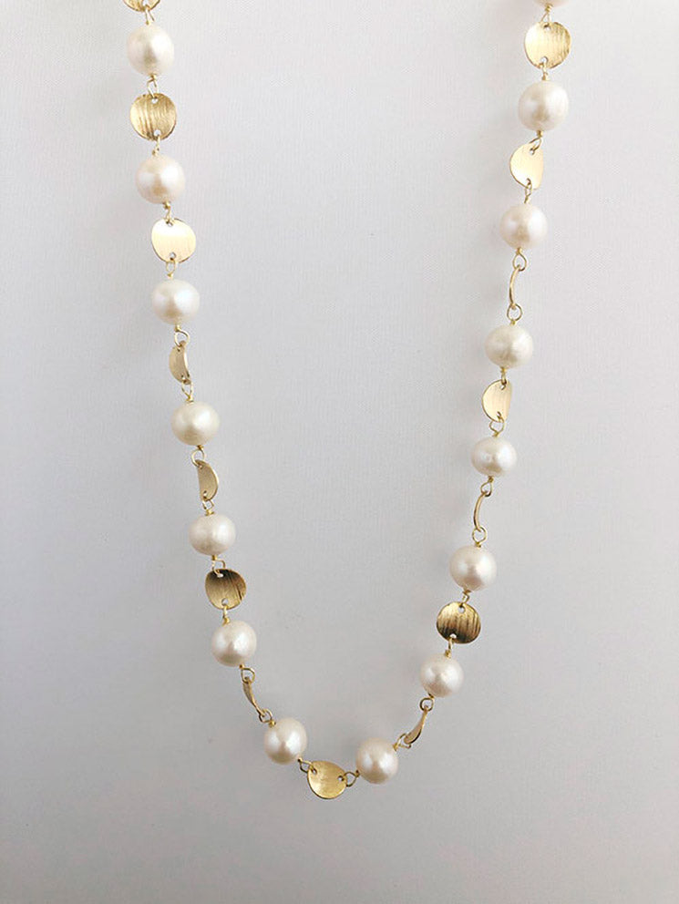 Collar largo perlas con circulitos satinados
