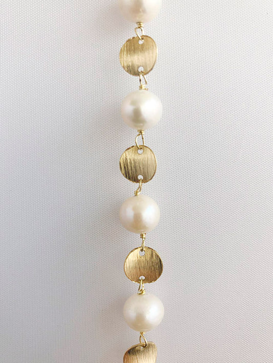 Collar largo perlas con circulitos satinados