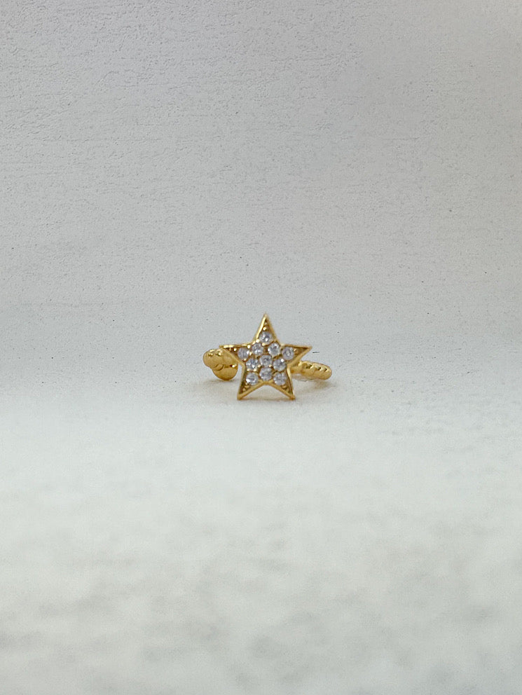 Earcuff argolla de bolitas y estrella con circones