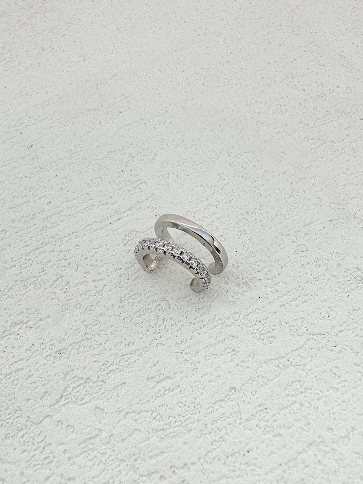 Earcuff doble argolla 1 lisa y 1 con circones