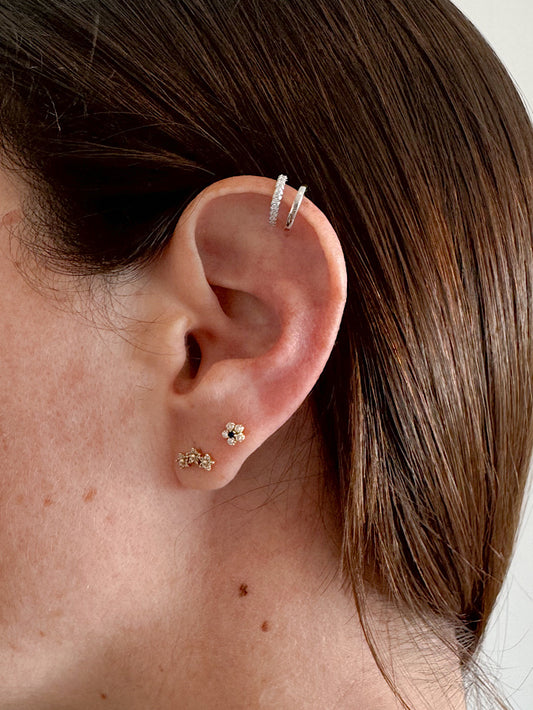 Earcuff doble argolla 1 lisa y 1 con circones