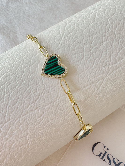 Pulsera paper clip con 3 corazones