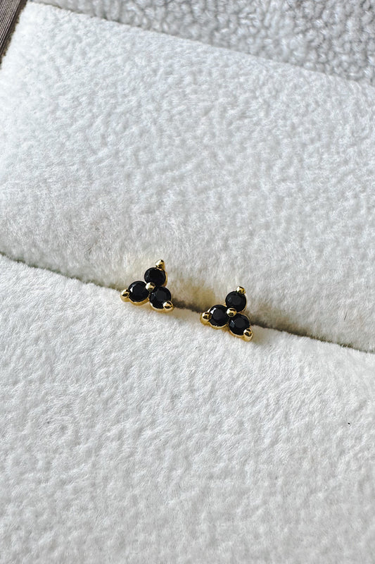 Aretes pegados triángulo 3 circones con seguro de bebé