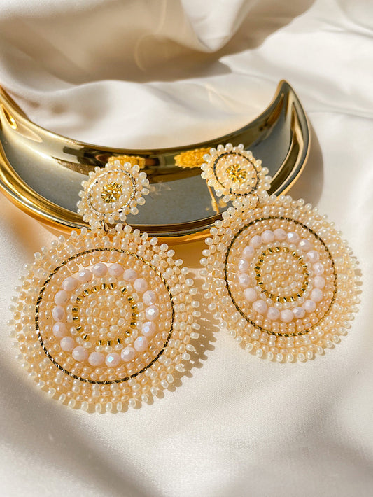 Aretes 2 círculos en degradé de mostacillas