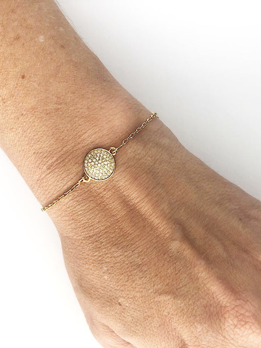 Pulsera dije círculo con circones