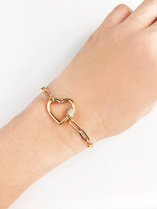 Pulsera Paper Clip delgada con broche corazón