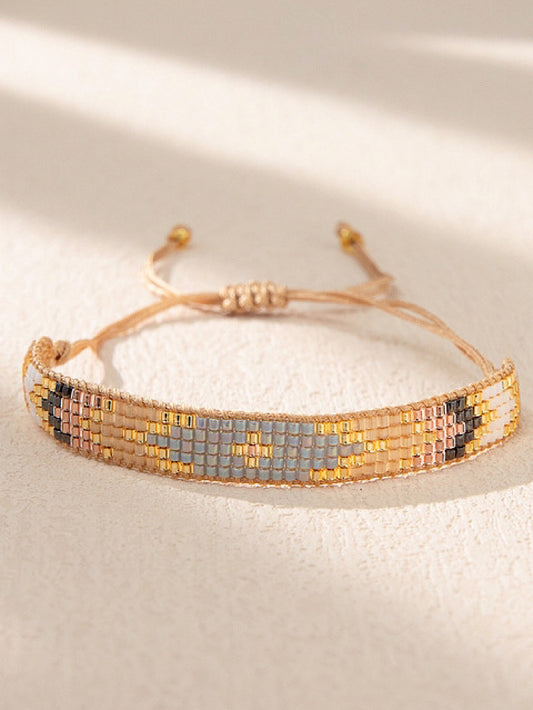 Pulsera tejida miyuki 5 filas tonos marrones