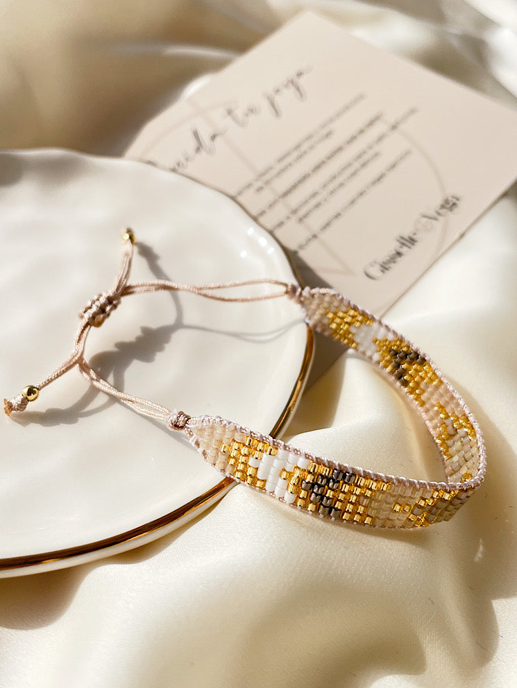 Pulsera tejida miyuki 5 filas tonos marrones