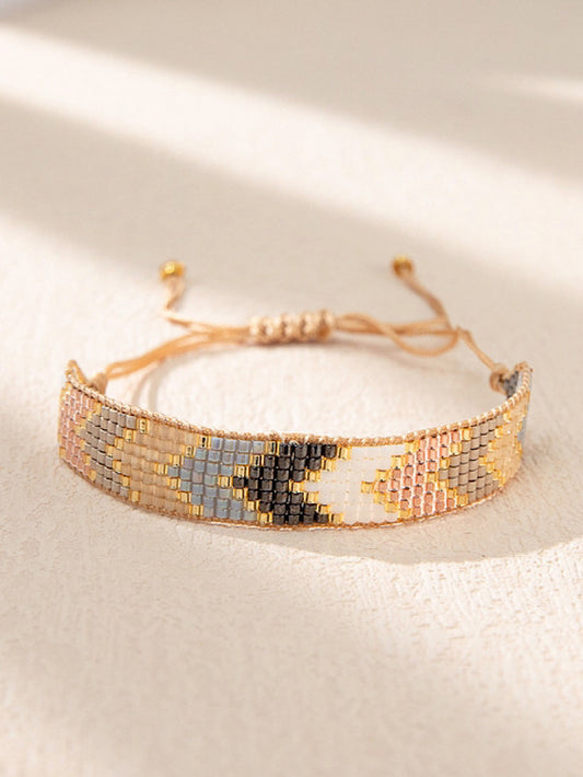 Pulsera tejida miyuki 7 filas tonos marrones