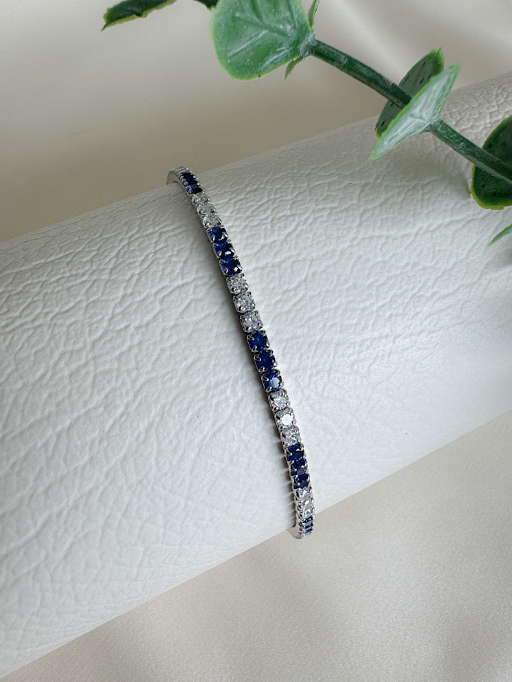 Pulsera tenis con circones transp y azul 2mm