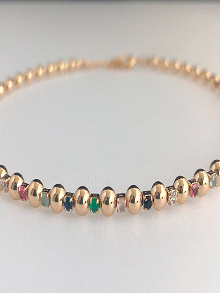 Choker bolitas con piedras de colores
