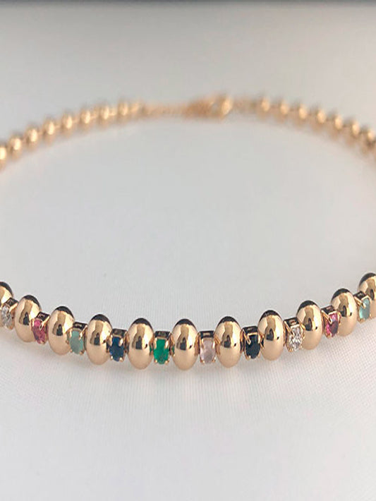 Choker bolitas con piedras de colores