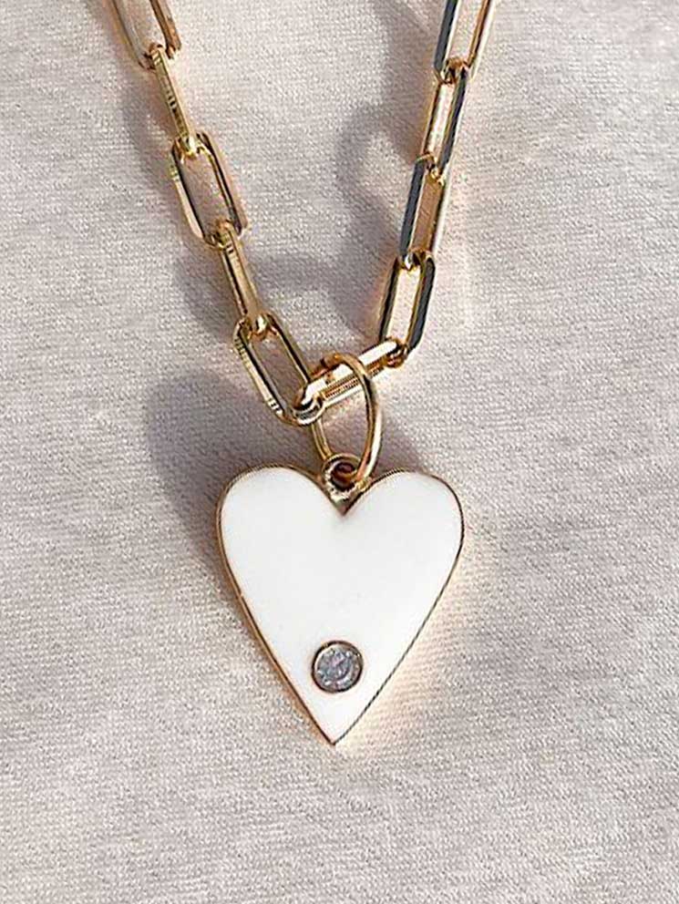 Dije corazón mediano con 1 circón