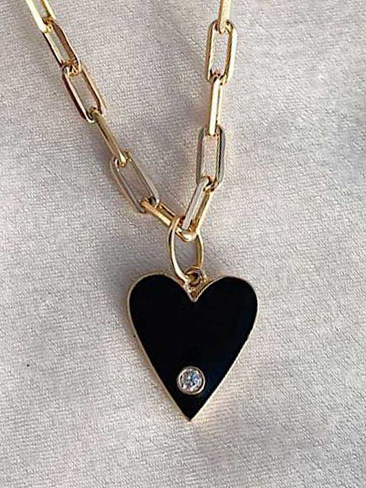 Dije corazón mediano con 1 circón