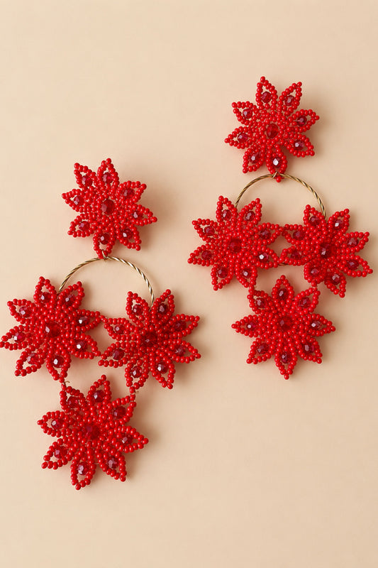 Aretes 4 flores grandes