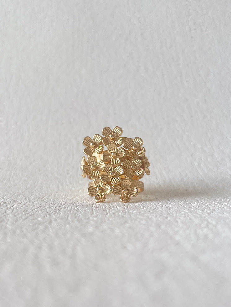 Anillo florcitas texturadas regulable