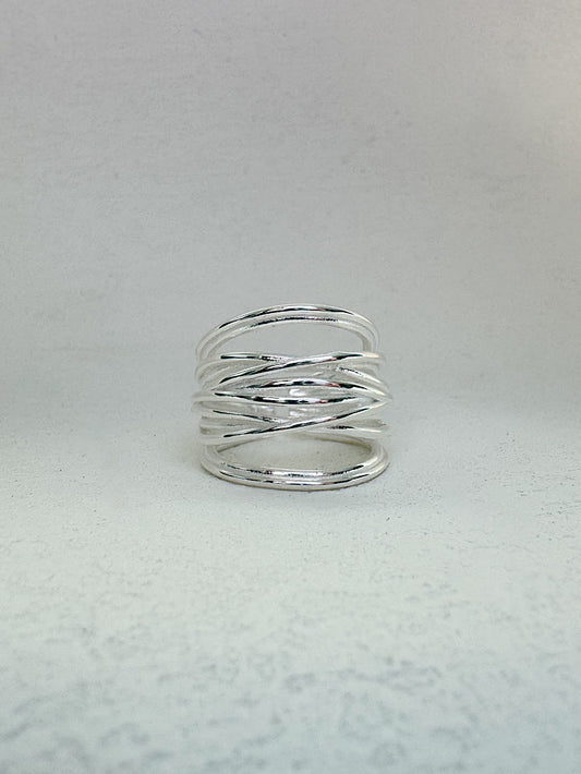 Anillo varias filas entrelazadas regulable