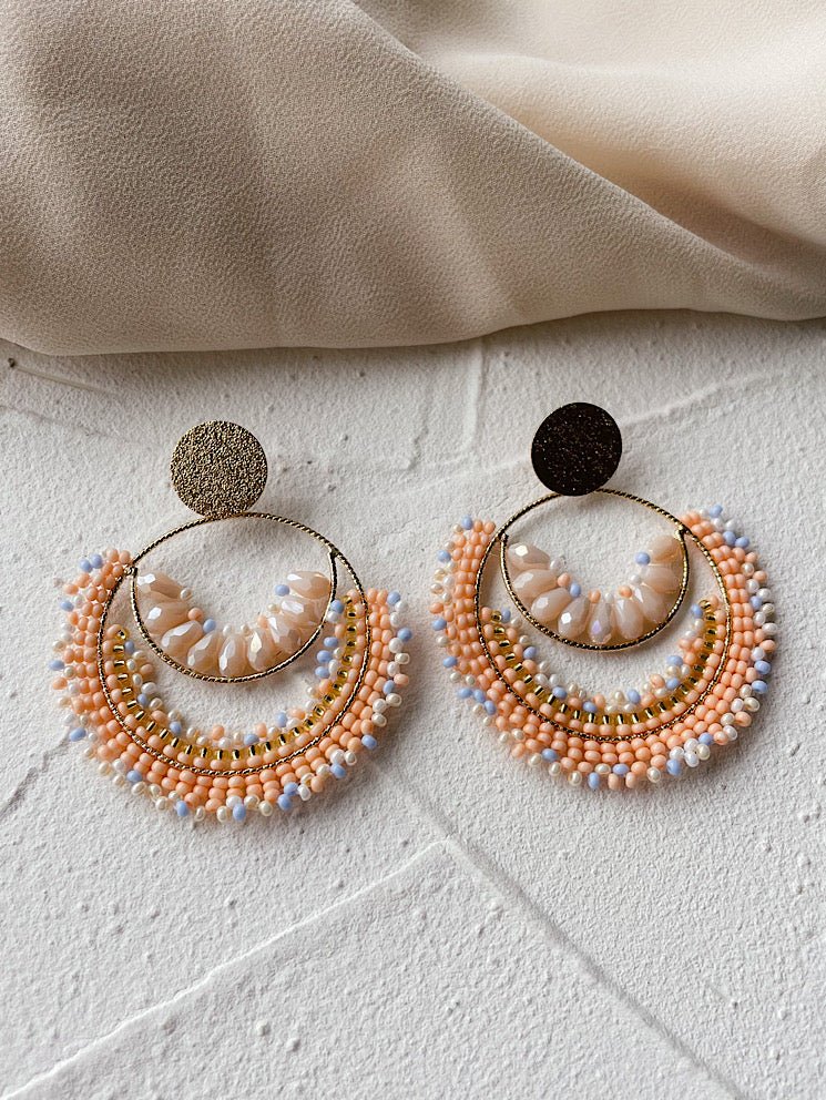 Aretes argollas muranos y mostacillas