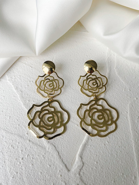 Aretes 2 flores caladas en degradé