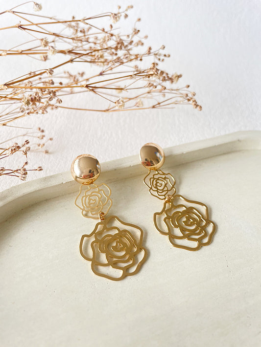 Aretes 2 flores caladas en degradé