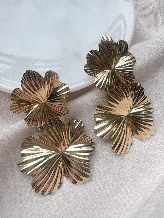 Aretes 2 flores con textura en degradé