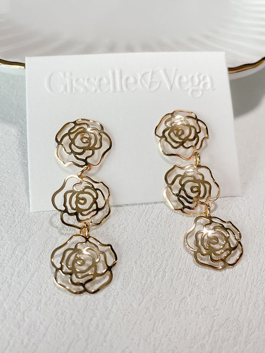 Aretes 3 flores caladas