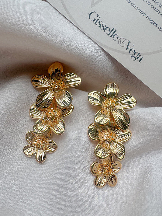 Aretes 3 flores texturadas en degradé
