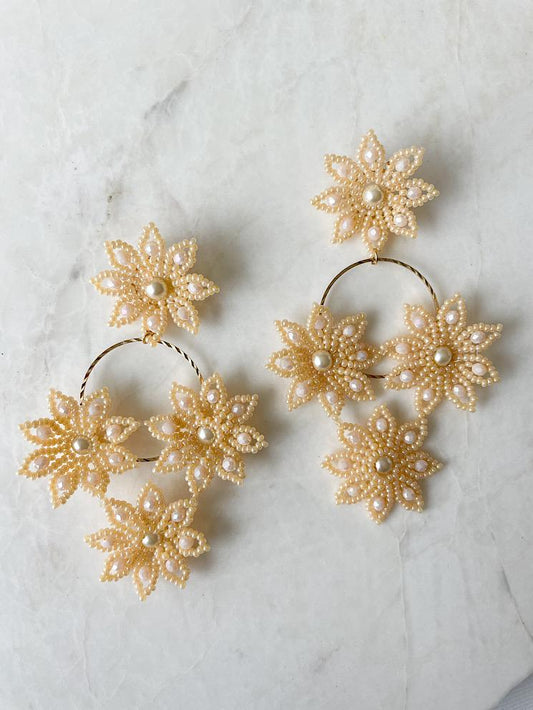 Aretes 4 flores grandes