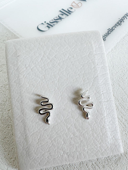 Aretes pegados serpiente lisa