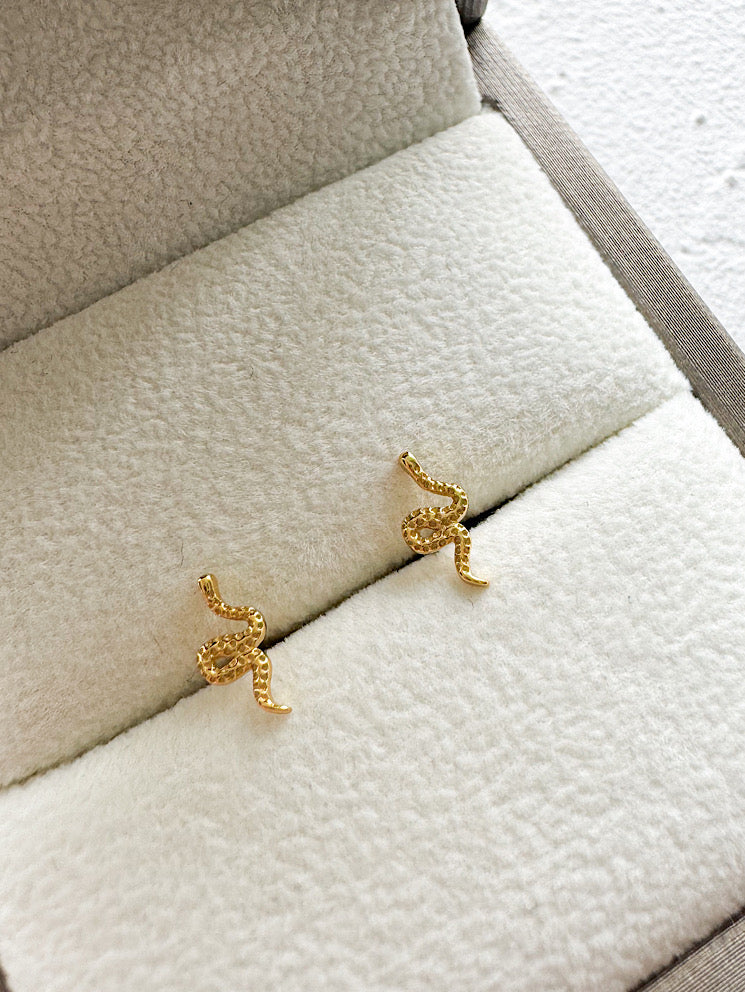 Aretes pegados serpiente texturada