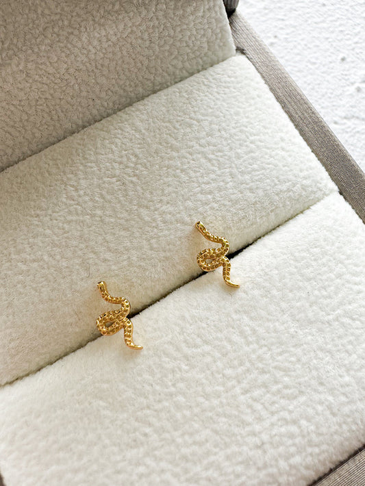Aretes pegados serpiente texturada